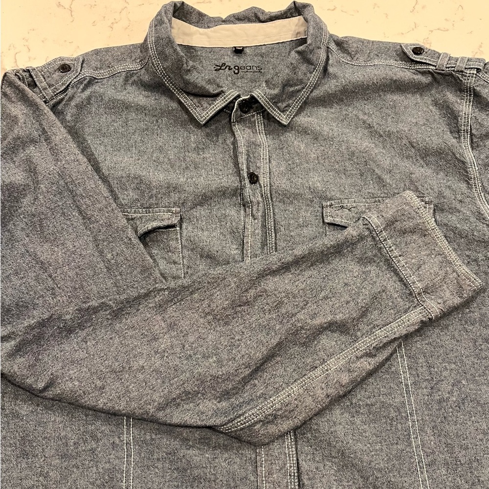 LRG  Denim Type Button‎ Up Shirt Size 3XL